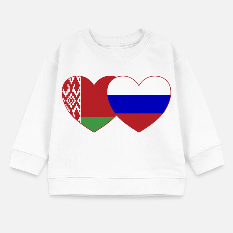 Biélorussie Russie Drapeau Cœur Sweat bébé bio Stanley/Stella