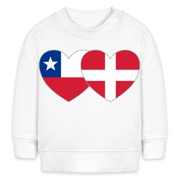 Chile Dänemark Flagge Herz - Baby Organic Sweatshirt Baby Changer von Stanley/Stella - Weiß - Vorne