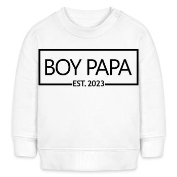 Boy Papa Est. 2023 Baby Shower Schwangerschaft Enthüllung - Baby Organic Sweatshirt Baby Changer von Stanley/Stella - Weiß - Vorne