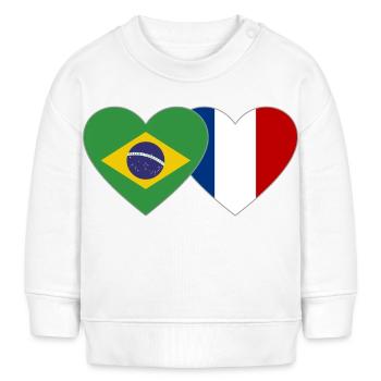 Brésil France Flag Coeur - Sweat bébé bio Stanley/Stella - blanc - Devant