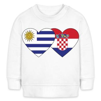 Uruguay Kroatien Herz Flagge - Baby Organic Sweatshirt Baby Changer von Stanley/Stella - Weiß - Vorne