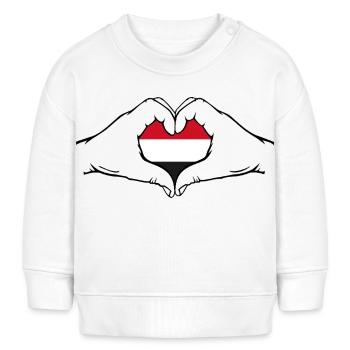 Jemen Flagge Herzform - Baby Organic Sweatshirt Baby Changer von Stanley/Stella - Weiß - Vorne