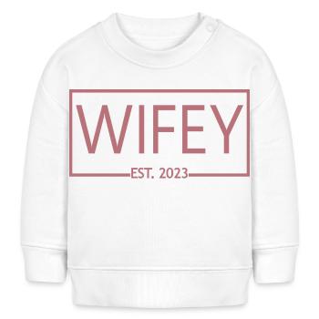 2023 Verlobung Brautdusche Hochzeit - Baby Organic Sweatshirt Baby Changer von Stanley/Stella - Weiß - Vorne