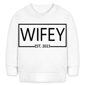 2023 Verlobung Brautdusche Hochzeit - Baby Organic Sweatshirt Baby Changer von Stanley/Stella - Weiß - Vorne