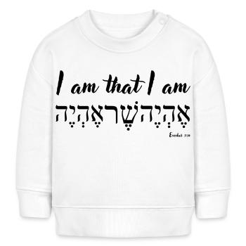 Ich bin, der ich bin, Englisch und Hebräisch, 2. Mose 3,14 - Baby Organic Sweatshirt Baby Changer von Stanley/Stella - Weiß - Vorne
