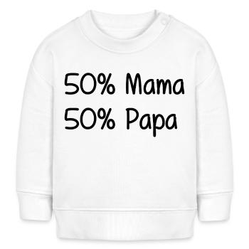 50 Prozent Mama - 50 Prozent Papa Baby Kindermotiv - Baby Organic Sweatshirt Baby Changer von Stanley/Stella - Weiß - Vorne