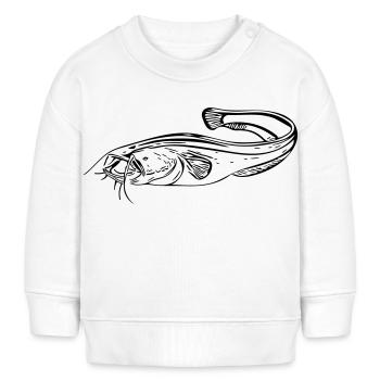 Poisson-chat - pêcheur - Sweat bébé bio Stanley/Stella - blanc - Devant