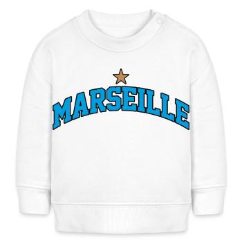 Marseille-Logo: Mediterranes College-Design - Baby Organic Sweatshirt Baby Changer von Stanley/Stella - Weiß - Vorne