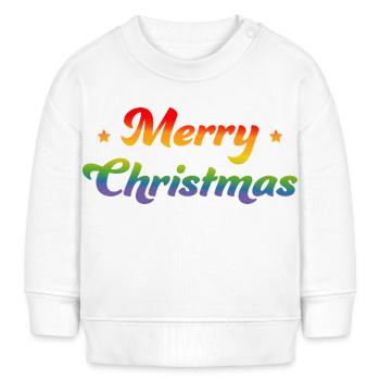 LGBTQI Regenbogen Merry Christmas Sternchen - Baby Organic Sweatshirt Baby Changer von Stanley/Stella - Weiß - Vorne