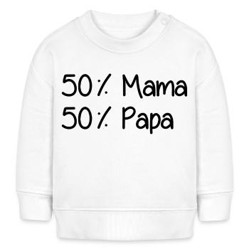 50 Prozent Mama - 50 Prozent Papa Baby Kindermotiv - Baby Organic Sweatshirt Baby Changer von Stanley/Stella - Weiß - Vorne