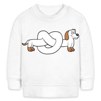Hund Dackel Brezel Form Knoten Langer Körper Comic - Baby Organic Sweatshirt Baby Changer von Stanley/Stella - Weiß - Vorne