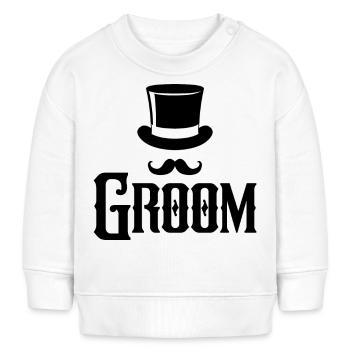 Groom Cool Top Hat & Schnurrbart Herren Junggesellenabschied - Baby Organic Sweatshirt Baby Changer von Stanley/Stella - Weiß - Vorne