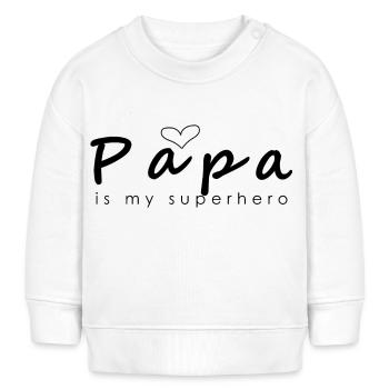 Papa est mon super-héros - Sweat bébé bio Stanley/Stella - blanc - Devant