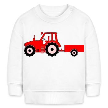Traktor mit Anhänger rot - Baby Organic Sweatshirt Baby Changer von Stanley/Stella - Weiß - Vorne
