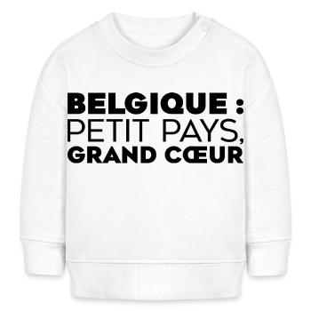 Belgique. Petit pays, Grand Cœur! - Sweat bébé bio Stanley/Stella - blanc - Devant