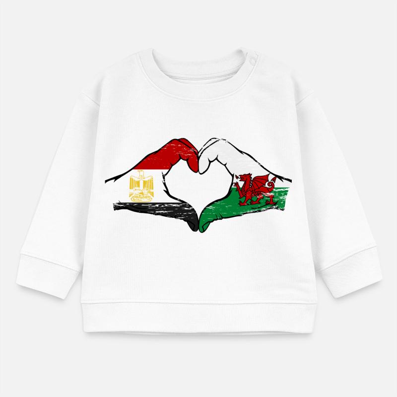 Égypte Pays de Galles drapeau mains forme de coeur utilisé Sweat bébé bio Stanley/Stella