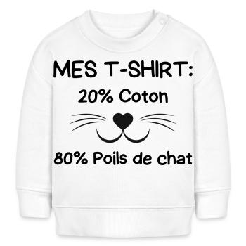Propriétaire de chat - Sweat bébé bio Stanley/Stella - blanc - Devant