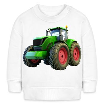 Neuer großer Traktor mit roten Felgen - Baby Organic Sweatshirt Baby Changer von Stanley/Stella - Weiß - Vorne