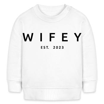 2023 Verlobung Brautdusche Hochzeit - Baby Organic Sweatshirt Baby Changer von Stanley/Stella - Weiß - Vorne