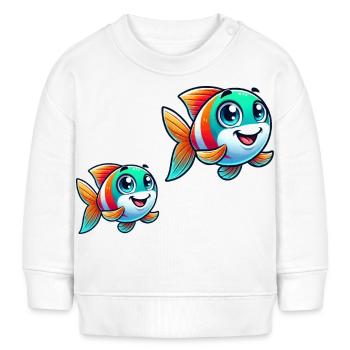 Bande dessinée de poisson - Sweat bébé bio Stanley/Stella - blanc - Devant