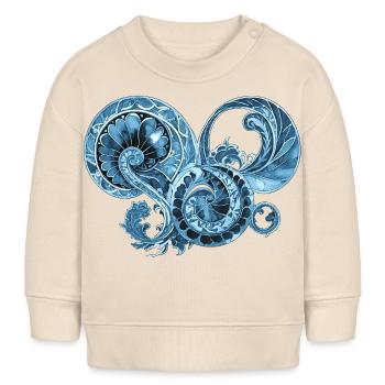 Ornement bleu - Sweat bébé bio Stanley/Stella - écru doux - Devant