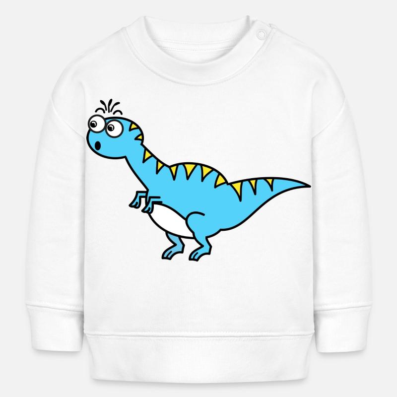 Bleu dinosaure - Sweat bébé bio Stanley/Stella - blanc