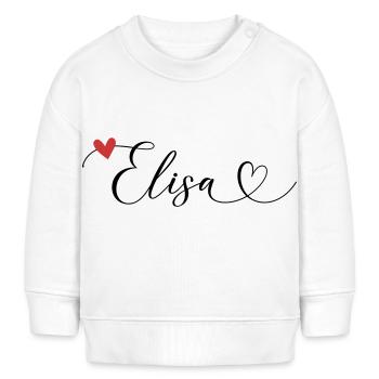 Elisa Name Vorname Kalligrafieherz - Baby Organic Sweatshirt Baby Changer von Stanley/Stella - Weiß - Vorne