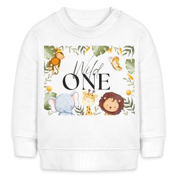 erster Geburtstag Baby Wild One Safari 1 Birthda - Baby Organic Sweatshirt Baby Changer von Stanley/Stella - Weiß - Vorne