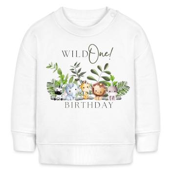 Wild One Birthday First Birthday with Animals - Baby Sweatshirt by Stanley/Stella - white - Front