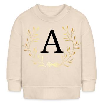 Buchstabe mit goldener Krone - Baby Organic Sweatshirt Baby Changer von Stanley/Stella - Natur - Vorne
