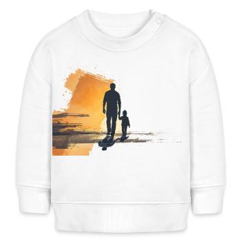 Père et enfant main dans la main en tant que sillhuette - Sweat bébé bio Stanley/Stella - blanc - Devant