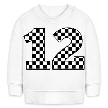 Numéro 12 à carreaux - Sweat bébé bio Stanley/Stella - blanc - Devant