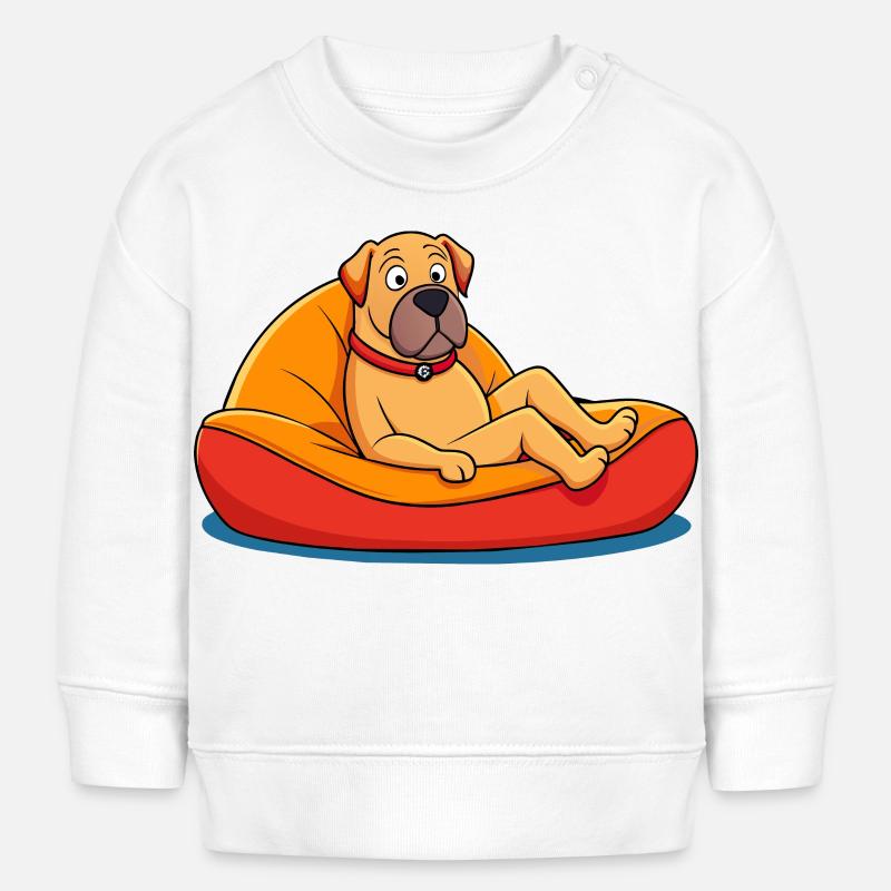 Mastiff détendu sur l’Art du coussin - Sweat bébé bio Stanley/Stella - blanc