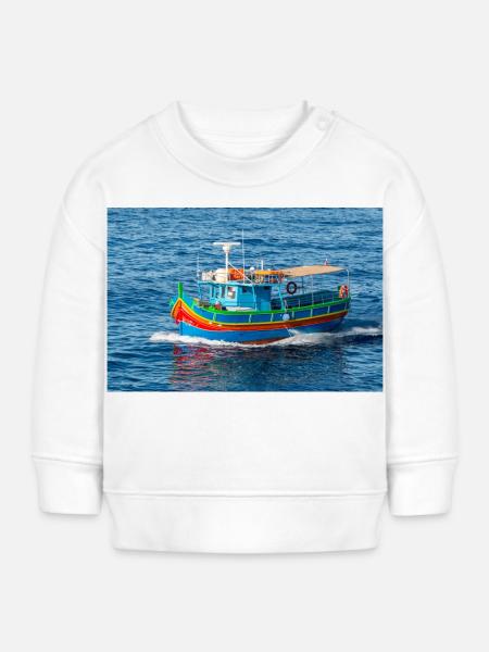 Malta traditionelles Fischerboot Luzzu - Baby Organic Sweatshirt Baby Changer von Stanley/Stella - Weiß