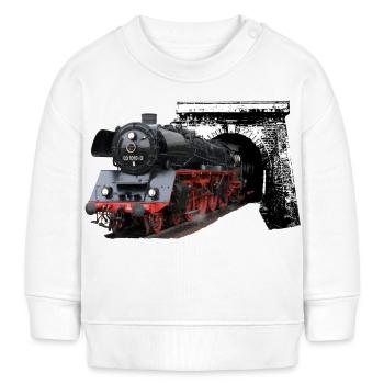 Dampflokomotive - Baby Organic Sweatshirt Baby Changer von Stanley/Stella - Weiß - Vorne