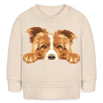 Spähender trauriger Border Collie-Hund - Baby Organic Sweatshirt Baby Changer von Stanley/Stella - Natur - Vorne