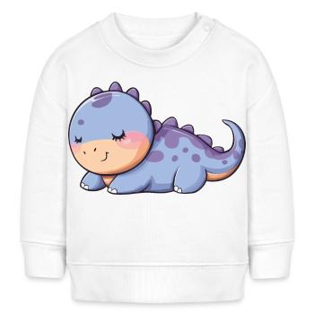 Schlafender Dino - Dinosaurier Design - Baby Organic Sweatshirt Baby Changer von Stanley/Stella - Weiß - Vorne