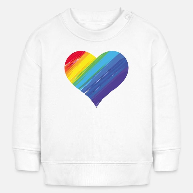 Coeur arc-en-ciel - Sweat bébé bio Stanley/Stella - blanc