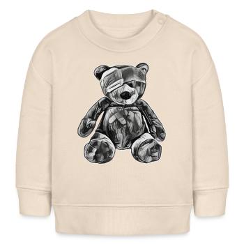 Ours en peluche jouet avec cache-oeil - Sweat bébé bio Stanley/Stella - écru doux - Devant