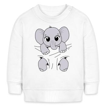 Baby Elefant Tier Elefantenbaby tragen Babyelefant - Baby Organic Sweatshirt Baby Changer von Stanley/Stella - Weiß - Vorne