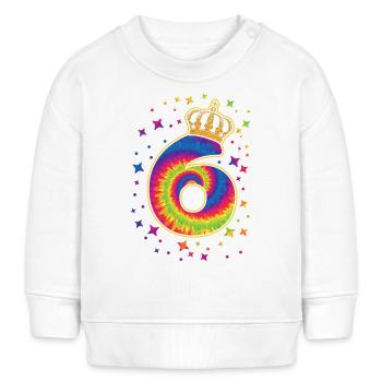 Tie-dye 6th birthday party 6 years old - Baby Sweatshirt by Stanley/Stella - white - Front
