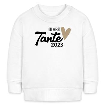 Tante 2023 - Werdende Tante - Tante werden - Baby Organic Sweatshirt Baby Changer von Stanley/Stella - Weiß - Vorne
