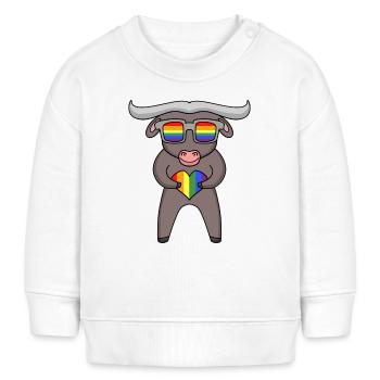 LGBT Tier Ochse Regenbogen - Baby Organic Sweatshirt Baby Changer von Stanley/Stella - Weiß - Vorne