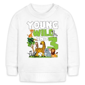 Junge Wilde Und 3 | Safari Tier Thema Geburtstag - Baby Organic Sweatshirt Baby Changer von Stanley/Stella - Weiß - Vorne