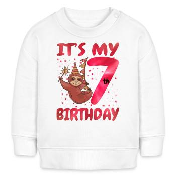 7th Birthday Cute Sloth Party Hut Themed Birthday - Baby Organic Sweatshirt Baby Changer von Stanley/Stella - Weiß - Vorne