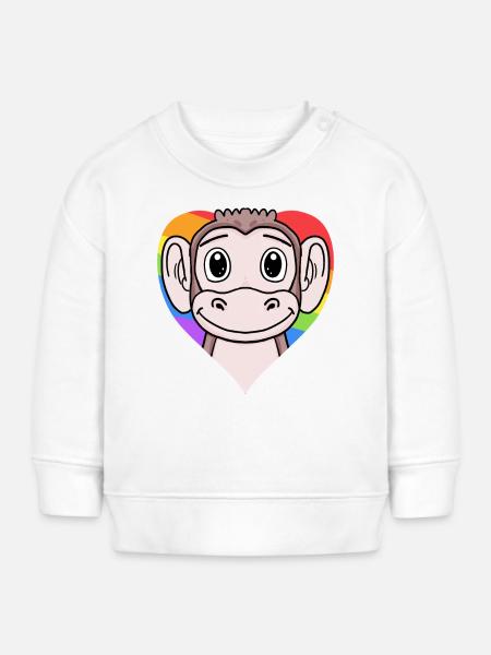 LGBT Tier Affe Regenbogen - Baby Organic Sweatshirt Baby Changer von Stanley/Stella - Weiß