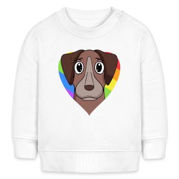 Homosexuell Regenbogen Pointer Hund - Baby Organic Sweatshirt Baby Changer von Stanley/Stella - Weiß - Vorne