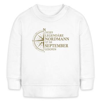 Norden Norddeutsch September Geburtstag Sprüche - Baby Organic Sweatshirt Baby Changer von Stanley/Stella - Weiß - Vorne
