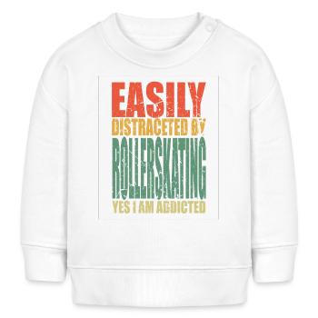 Rollerskating Spruch lustig - Baby Organic Sweatshirt Baby Changer von Stanley/Stella - Weiß - Vorne