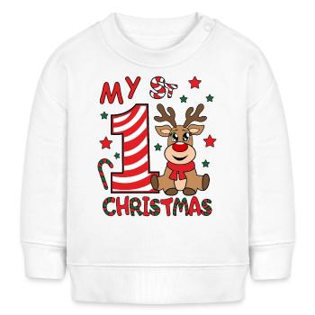 Meine erste 1.Weihnacht My first Christmas Baby - Baby Organic Sweatshirt Baby Changer von Stanley/Stella - Weiß - Vorne